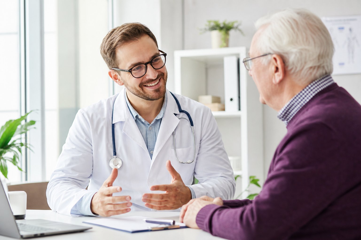 Doctor consulting with a patient at Health Center Work